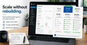 Blogger comparing hosting plans for speed, backups, and scale.