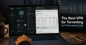 VPN client connected to a P2P server with kill switch enabled during torrent privacy testing.